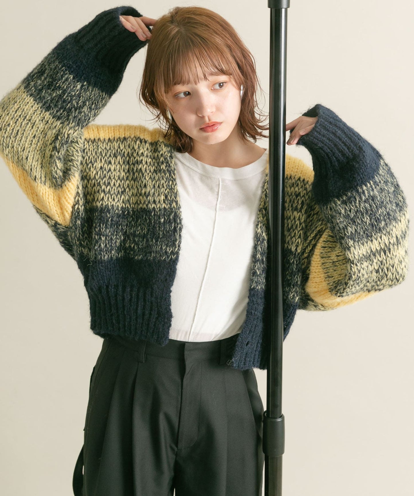 gradient short cardigan (navy mix) *JP