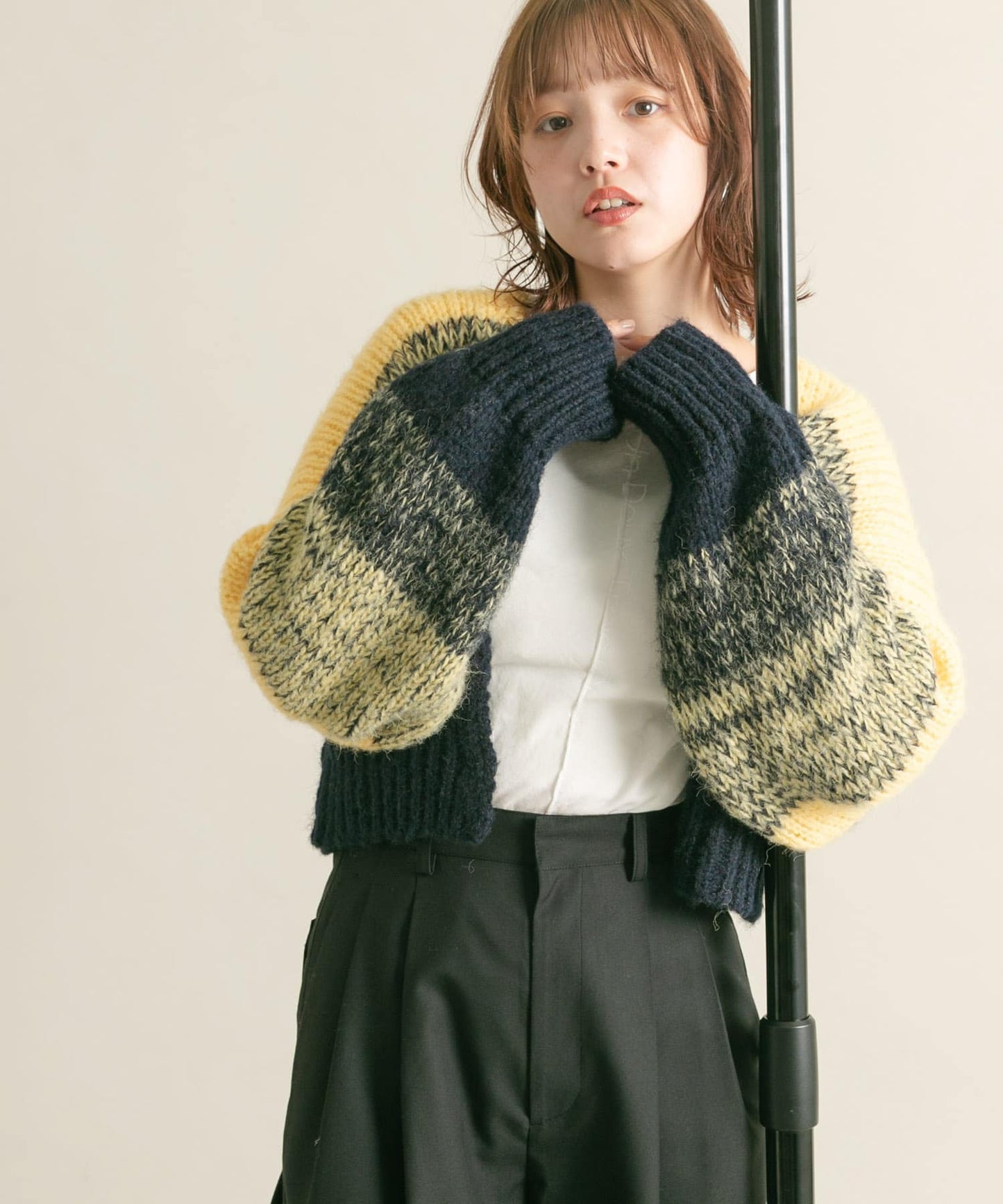 gradient short cardigan (navy mix) *JP