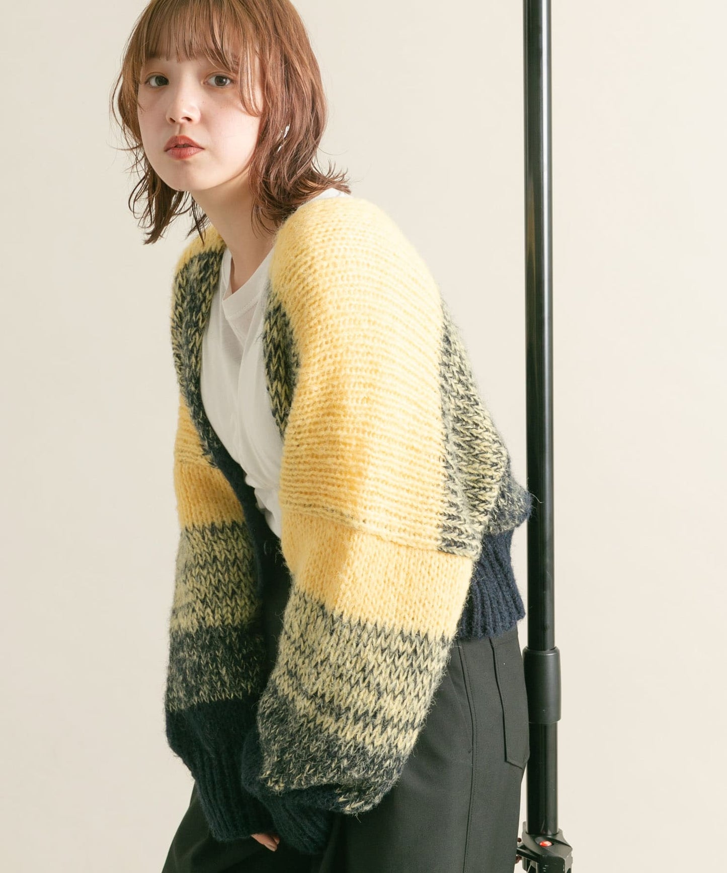 gradient short cardigan (navy mix) *JP