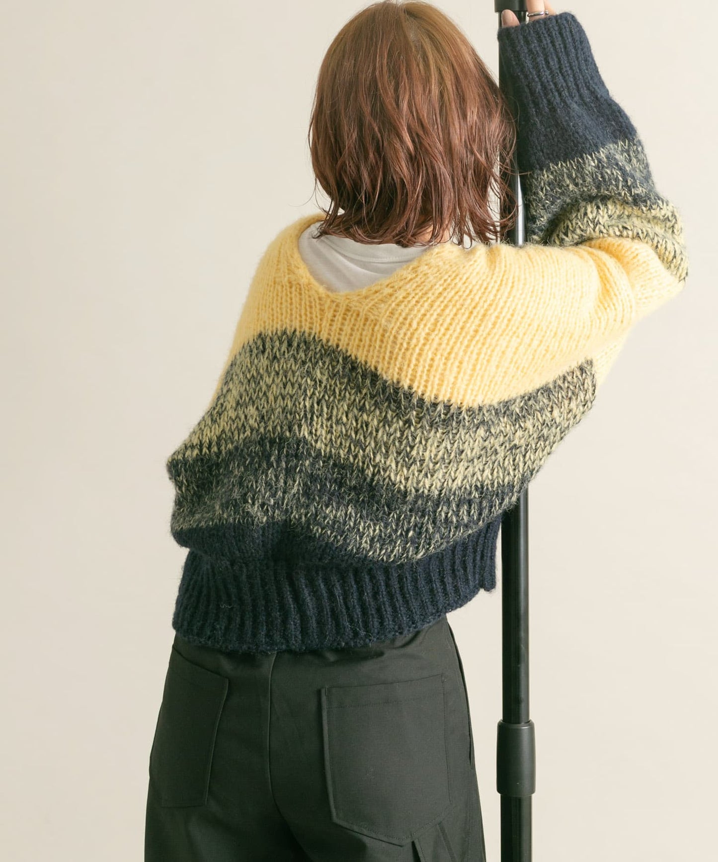 gradient short cardigan (navy mix) *JP