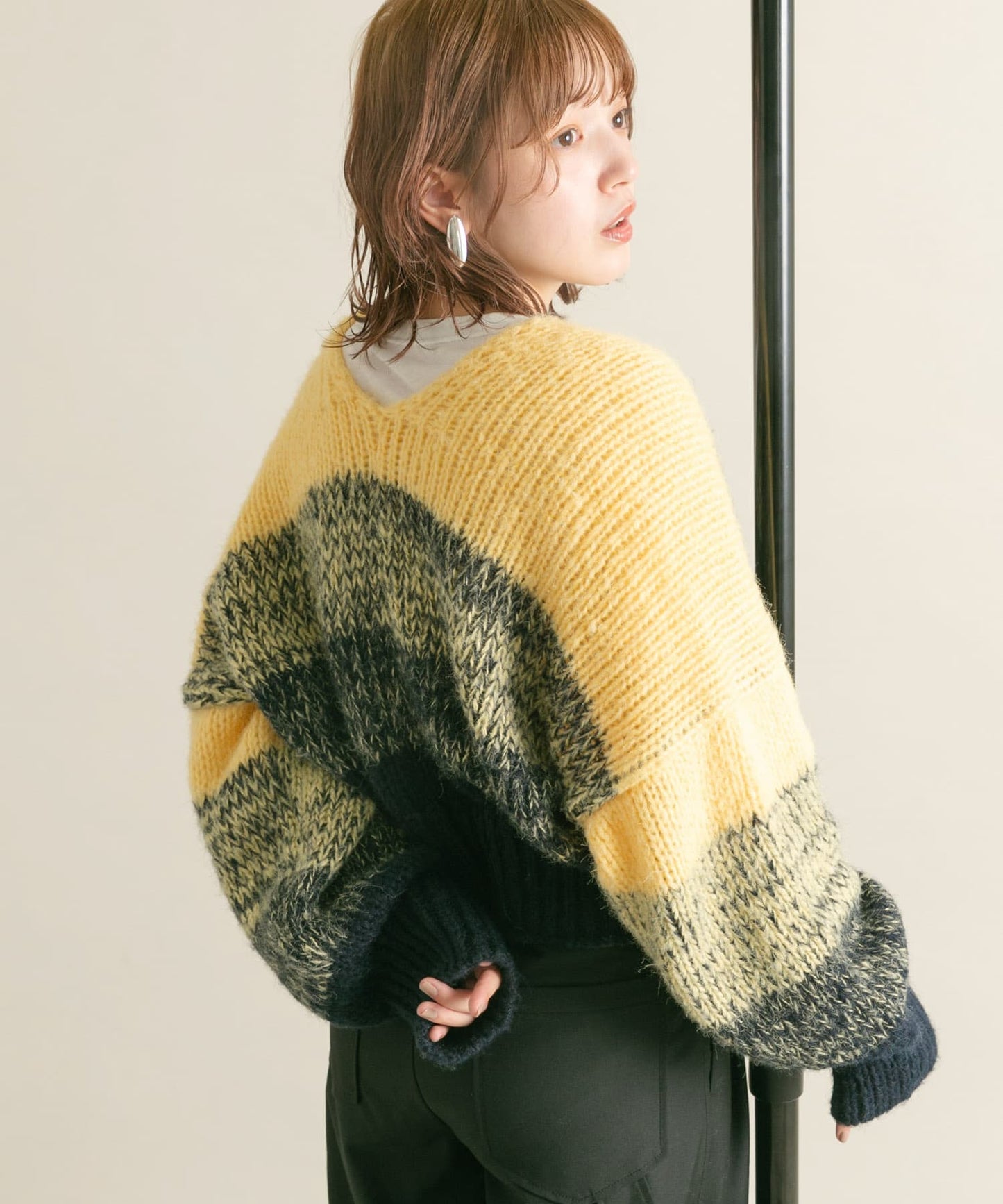 gradient short cardigan (navy mix) *JP