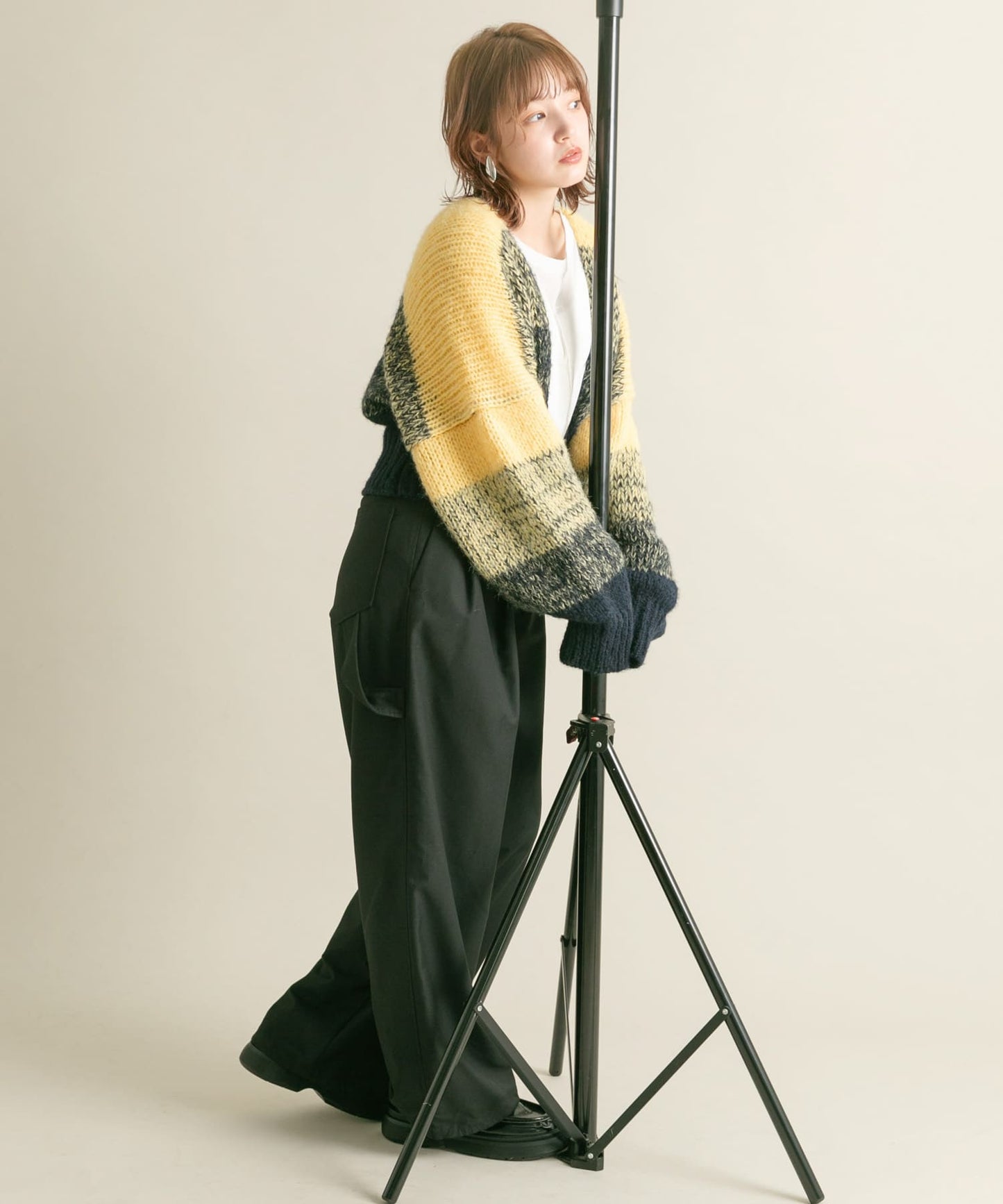 gradient short cardigan (navy mix) *JP