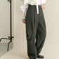 knee slit 2-way pants (gray striped) *JP