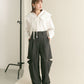 knee slit 2-way pants (gray striped) *JP