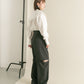 knee slit 2-way pants (gray striped) *JP