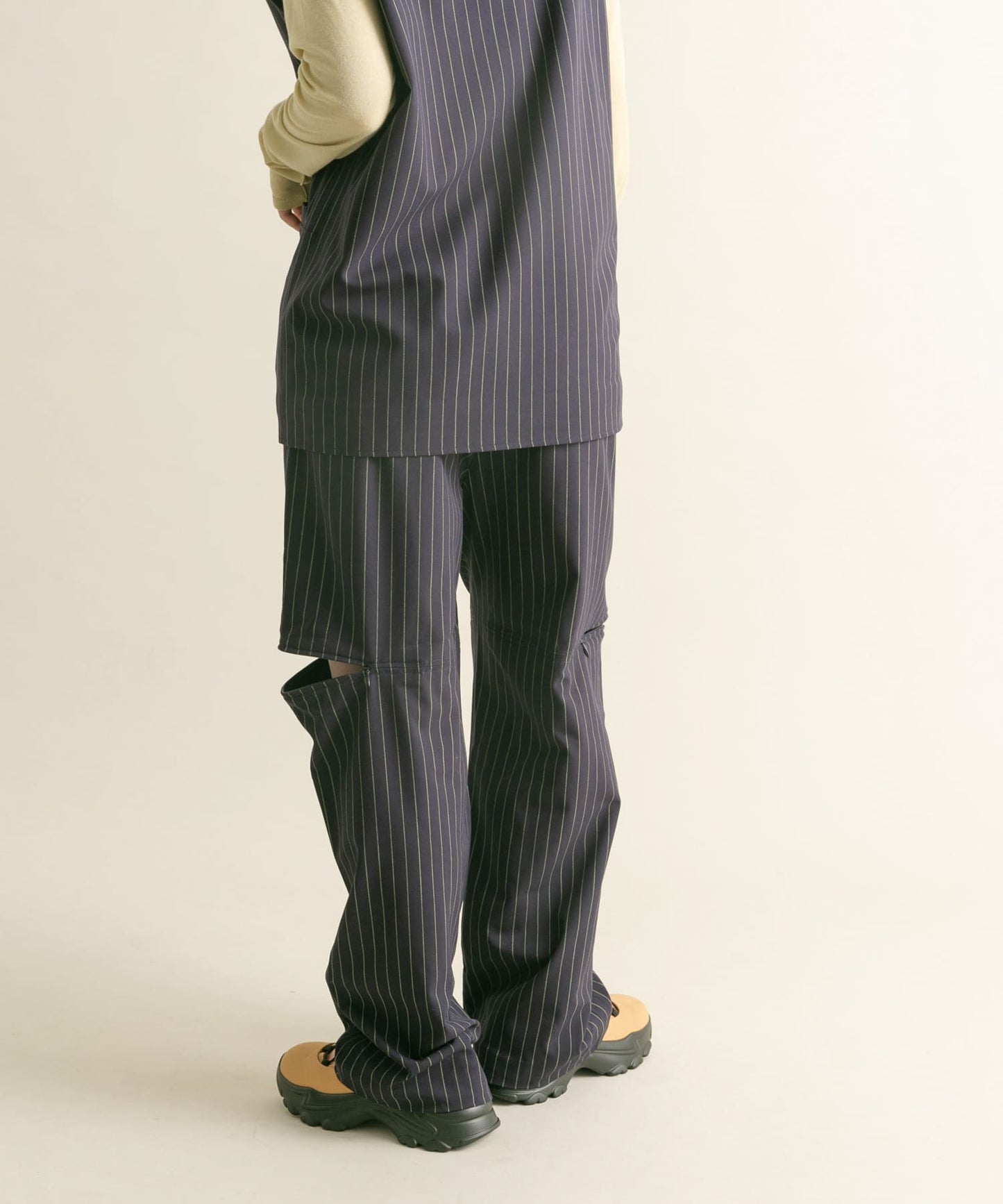 knee slit 2-way pants (navy striped) *JP