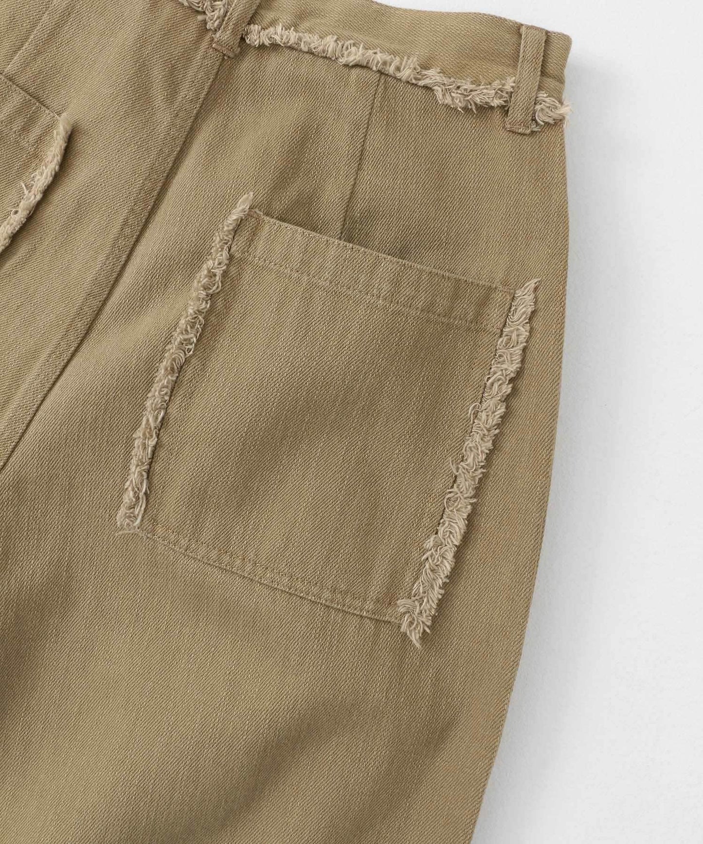 fringe straight pants (khaki) *JP