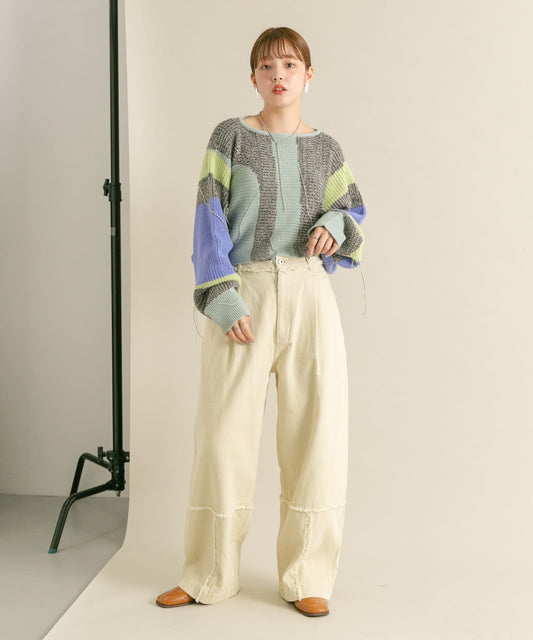 fringe straight pants (ivory) *JP