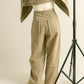 fringe straight pants (khaki) *JP