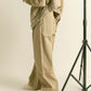 fringe straight pants (khaki) *JP