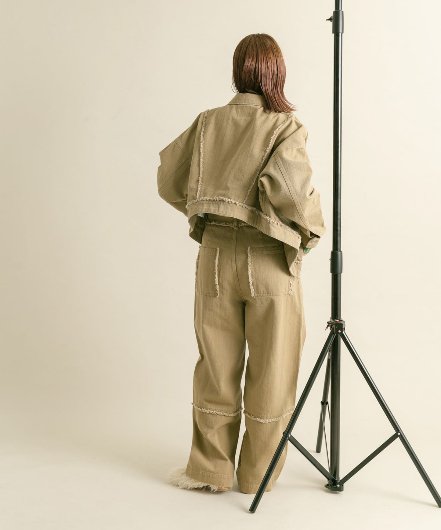 fringe straight pants (khaki) *JP