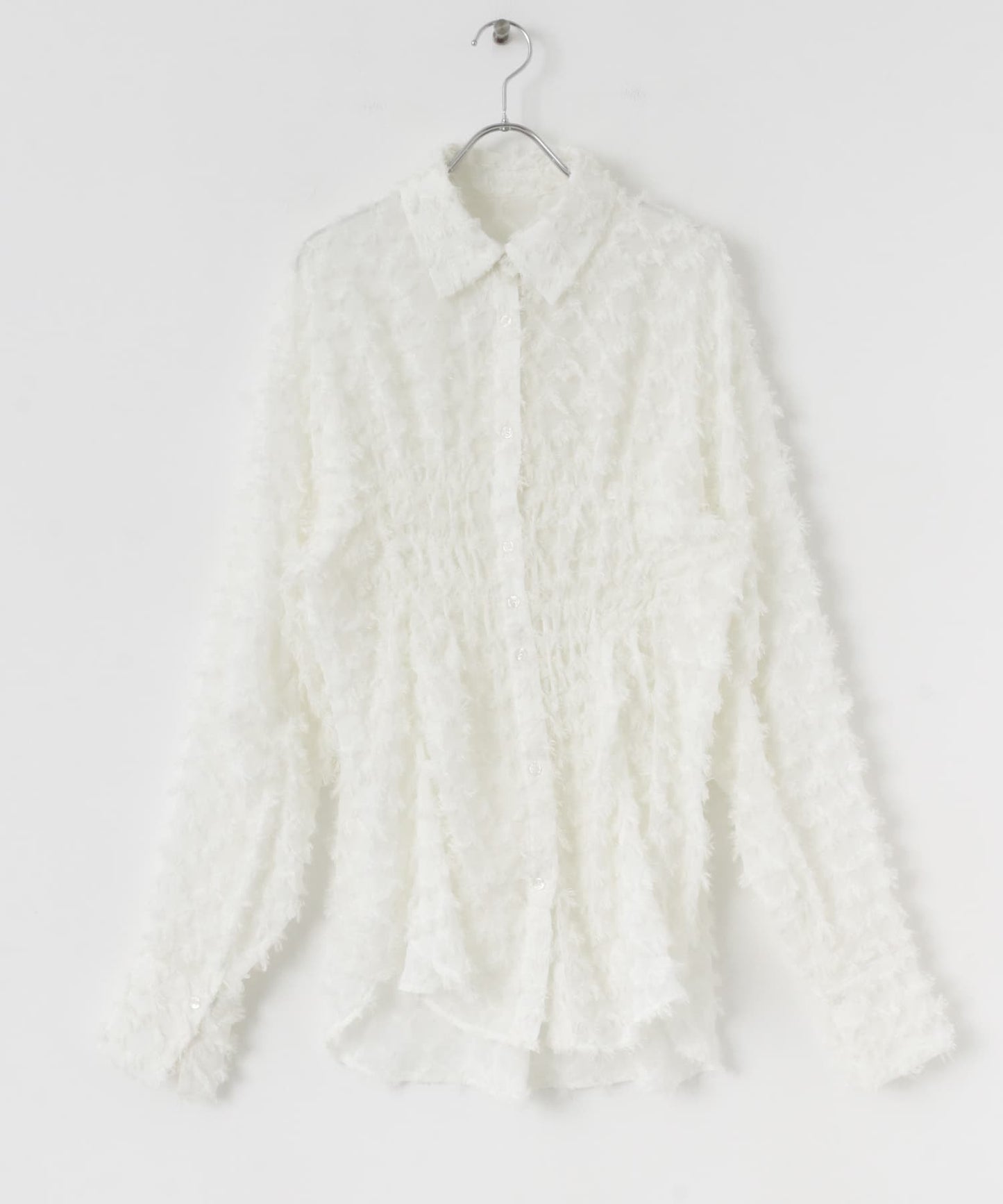 front Gathered Feather Shirt (white) *JP