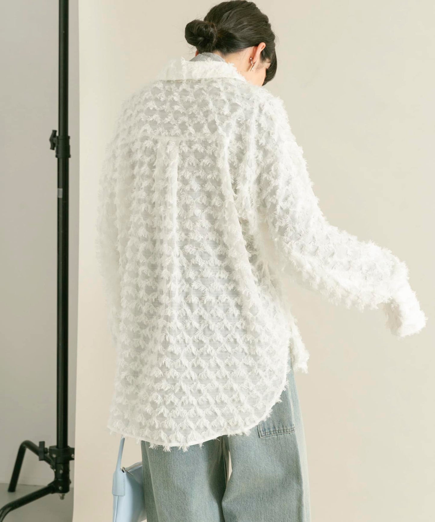 front Gathered Feather Shirt (white) *JP