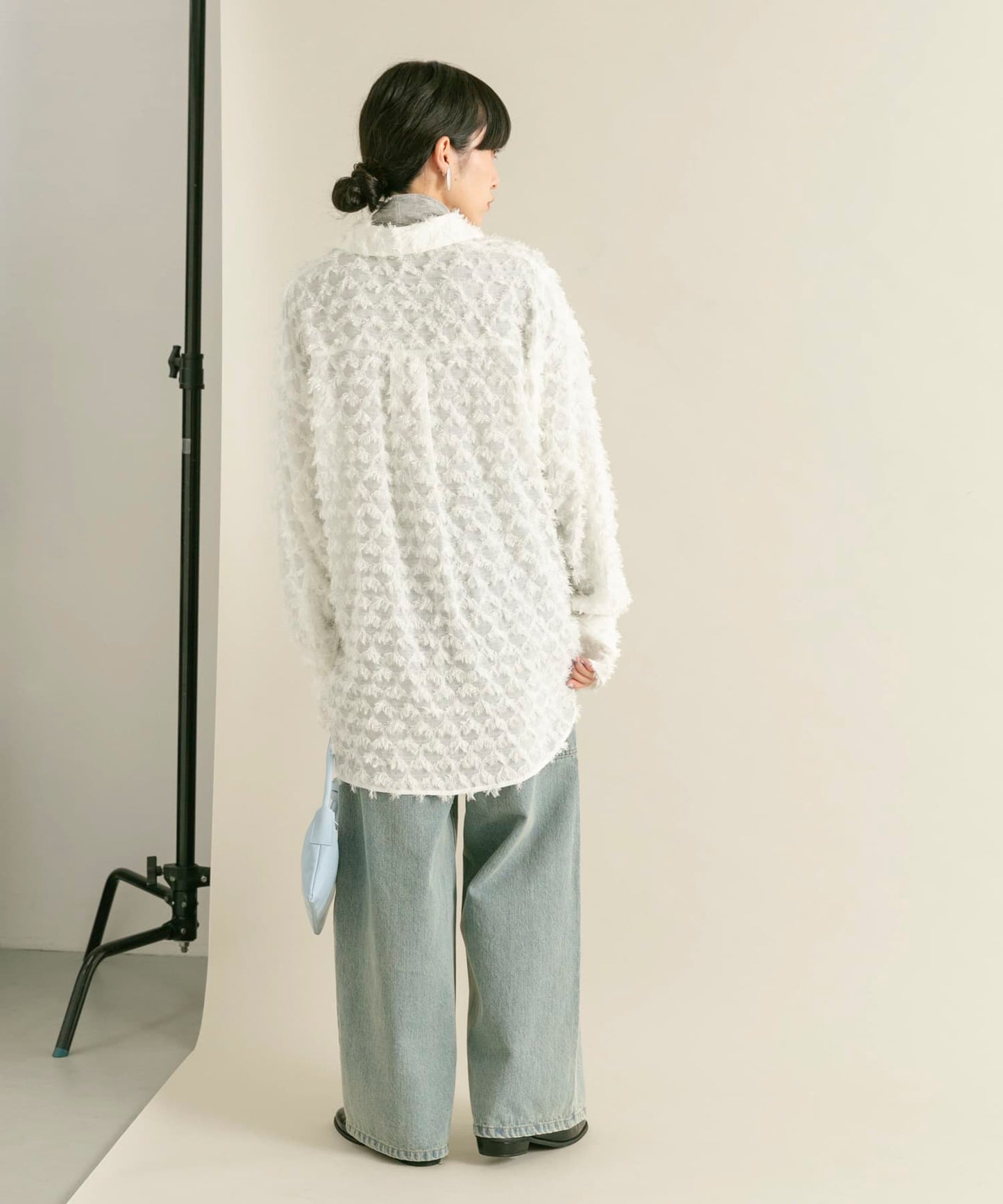 front Gathered Feather Shirt (white) *JP