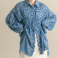 front Gathered Feather Shirt (blue) *JP