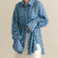 front Gathered Feather Shirt (blue) *JP