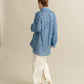 front Gathered Feather Shirt (blue) *JP