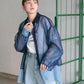 layered sheer shirt (navy x blue) *JP