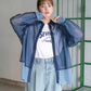 layered sheer shirt (navy x blue) *JP