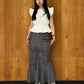 cut out gather skirt (grey) *JP