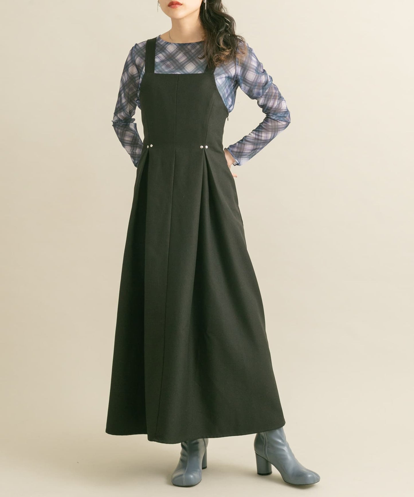 front tuck jumper skirt (black) *JP