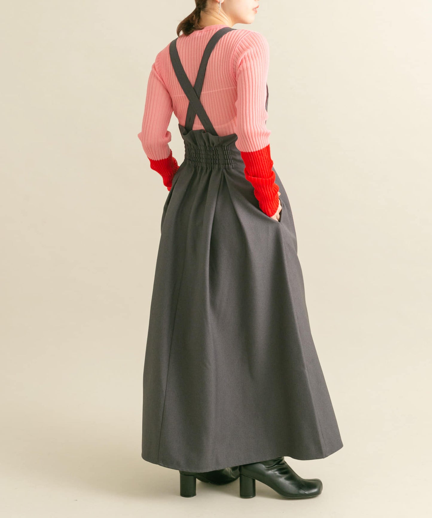 front tuck jumper skirt (charcoal) *JP