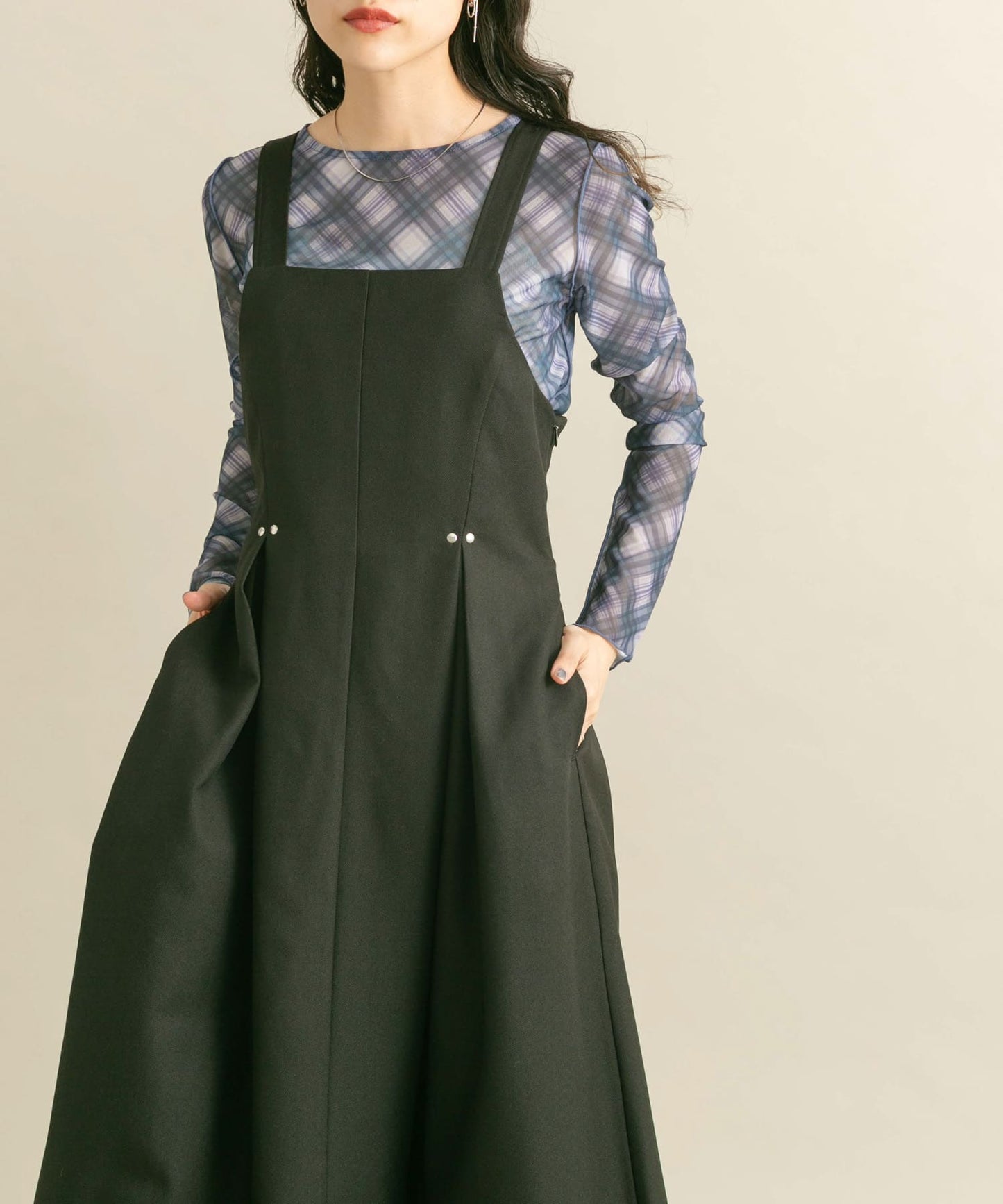 front tuck jumper skirt (black) *JP