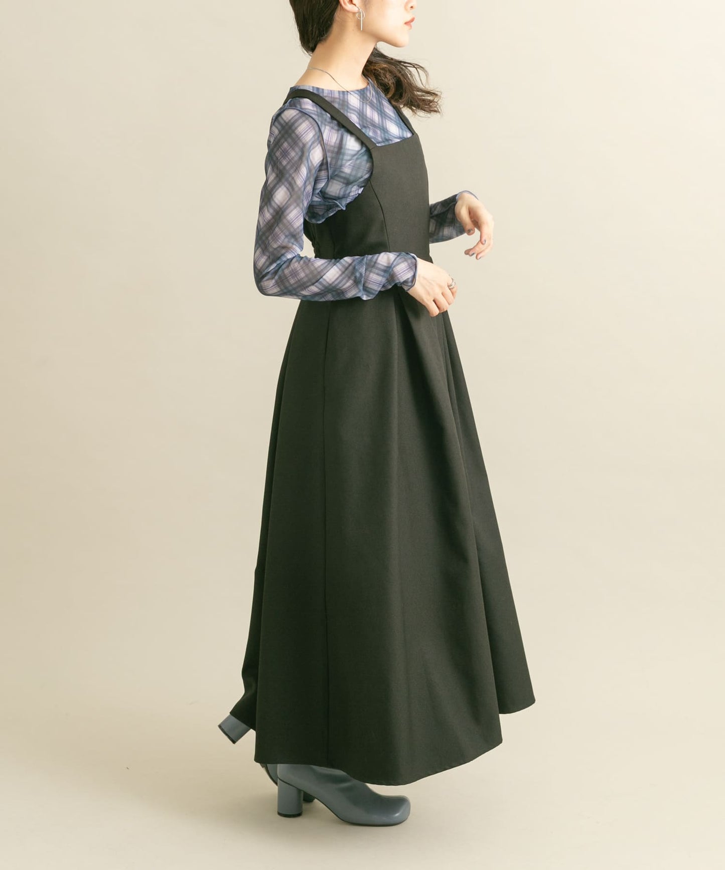 front tuck jumper skirt (black) *JP