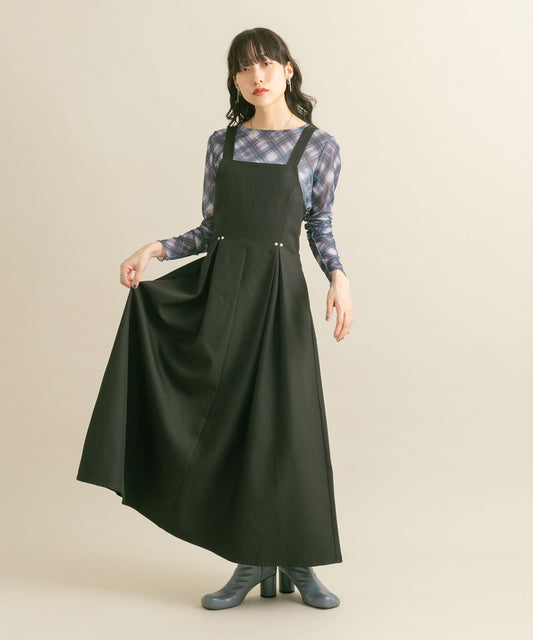 front tuck jumper skirt (black) *JP