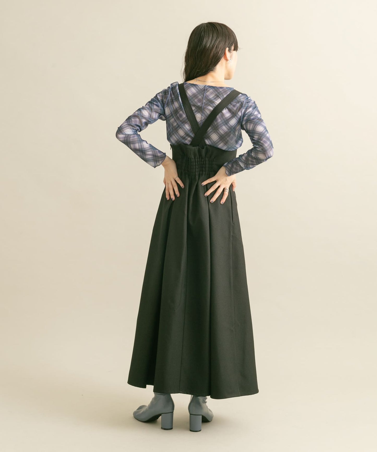 front tuck jumper skirt (black) *JP