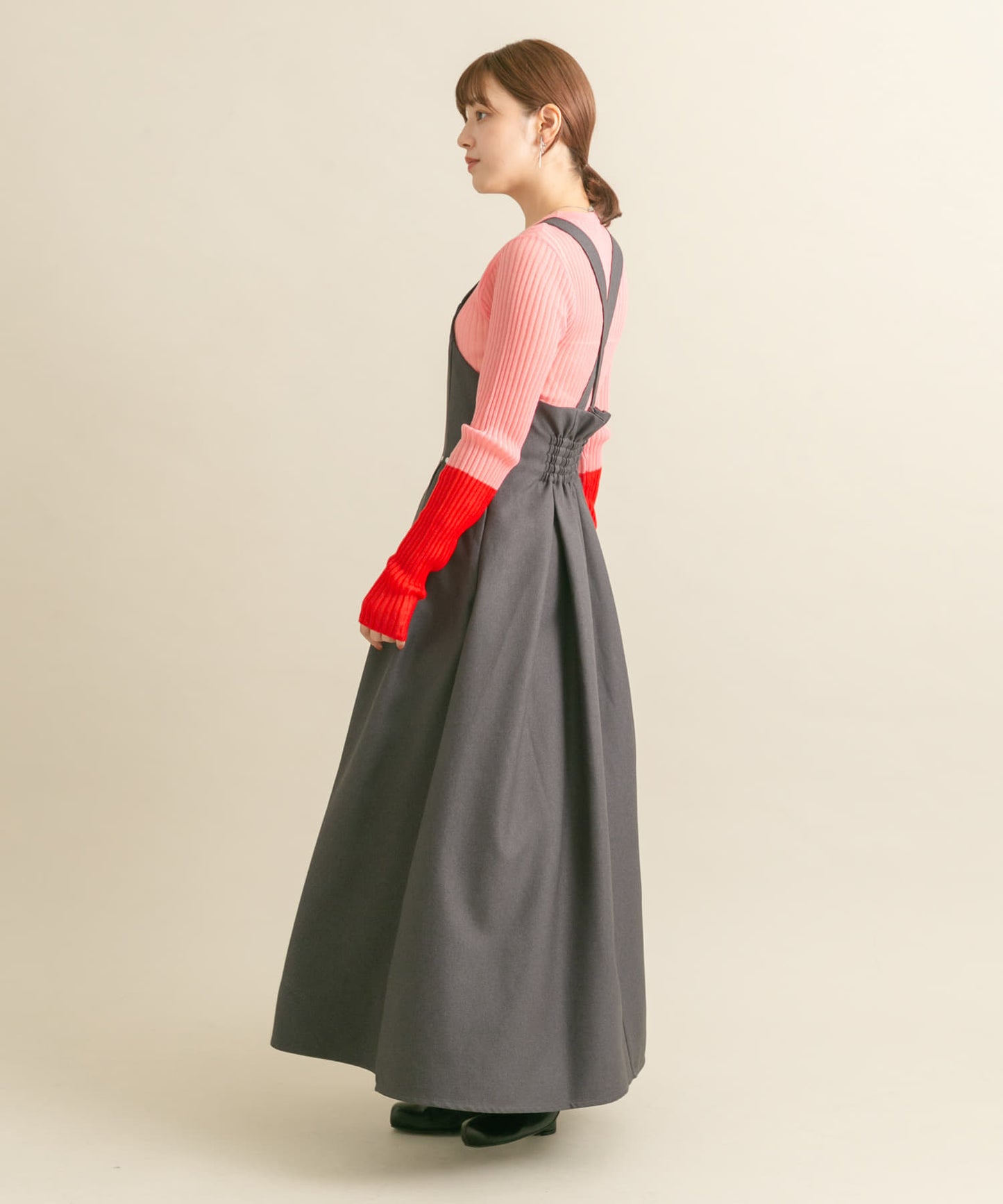 front tuck jumper skirt (charcoal) *JP