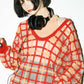 sheer check feather knit (orange) *JP