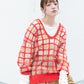 sheer check feather knit (orange) *JP