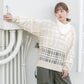 sheer check feather knit (light beige) *JP