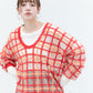 sheer check feather knit (orange) *JP