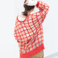 sheer check feather knit (orange) *JP