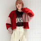 patchwork knit cardigan (red) *JP