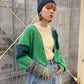 patchwork knit cardigan (green) *JP