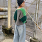 patchwork knit cardigan (green) *JP