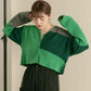 patchwork knit cardigan (green) *JP