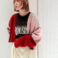 patchwork knit cardigan (red) *JP