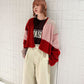 patchwork knit cardigan (red) *JP