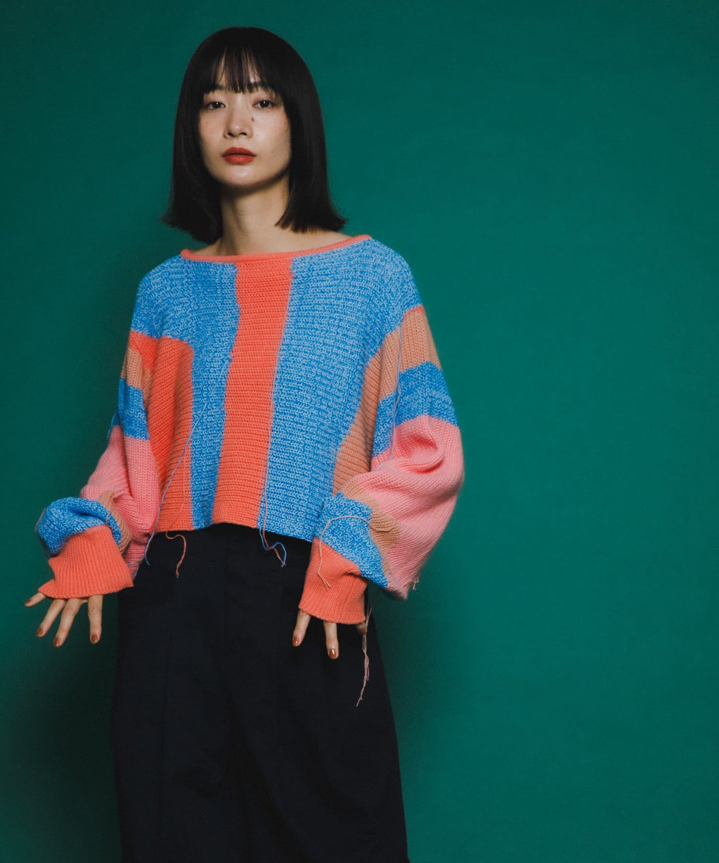 art fringe cropped knit (flamingo) *JP