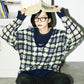 sheer check feather knit (navy) *JP