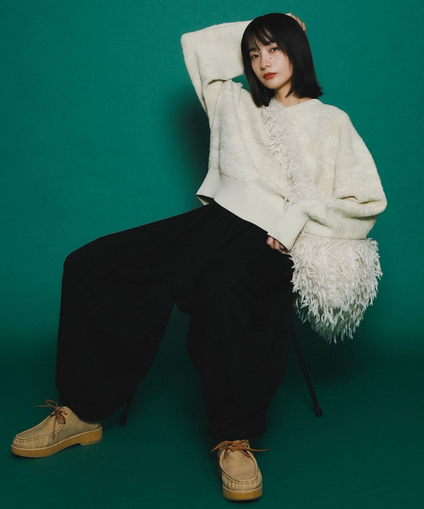 marble jacquard knit (ivory) *JP