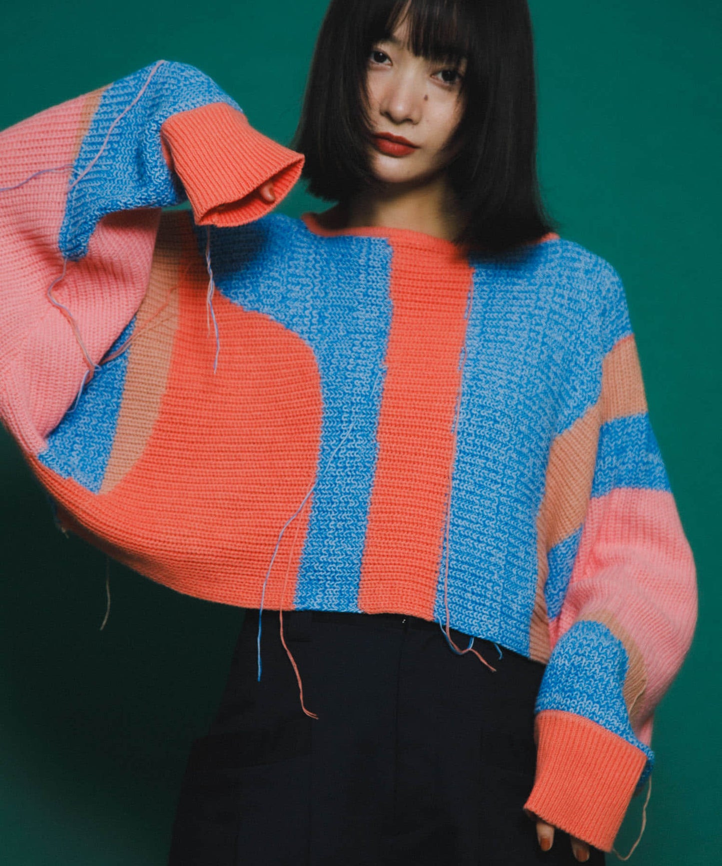 art fringe cropped knit (flamingo) *JP