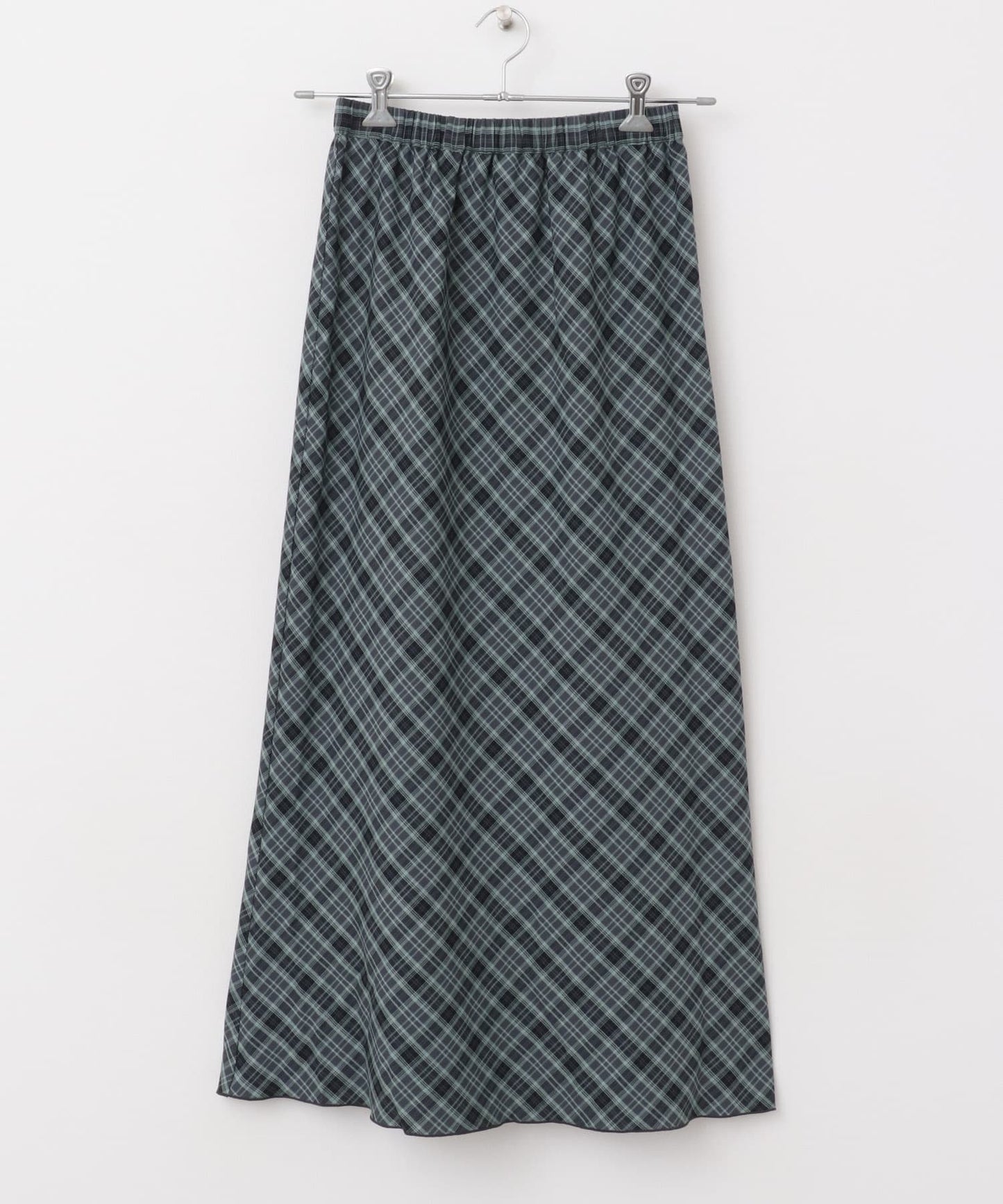 check narrow skirt (charcoal x blue) *JP