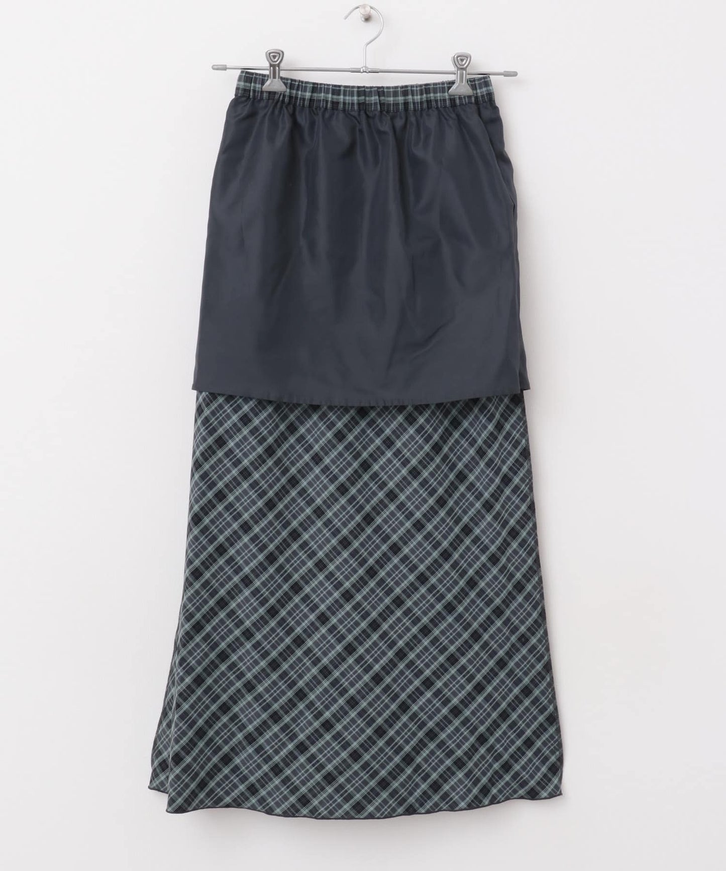 check narrow skirt (charcoal x blue) *JP