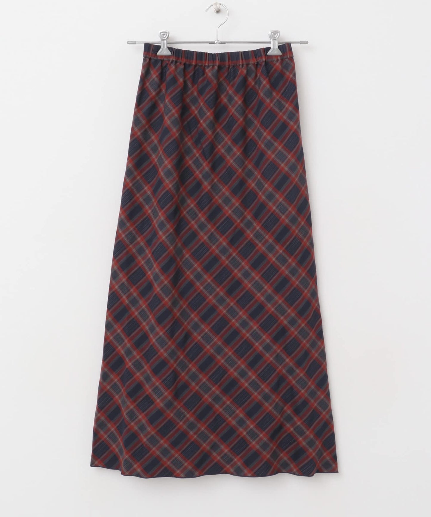 check narrow skirt (navy x red) *JP