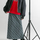 check narrow skirt (charcoal x blue) *JP